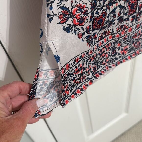 Anthropologie Jade multicolored floral Tunic w Mandarin Collar& tasseled sleeves - Picture 5 of 7